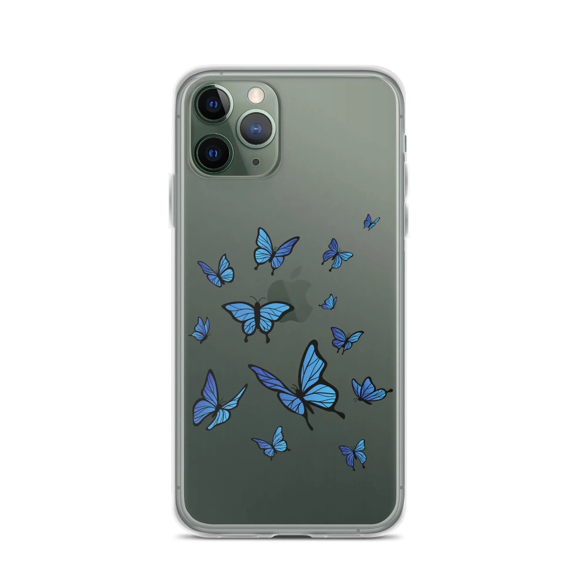 Blue Butterfly Clear iPhone 15 14 13 Pro Max Case, Monarch Print Cute Gift Aesthetic iPhone 12 11 Mini SE XS Max XR X 8 7 Plus Cell Phone