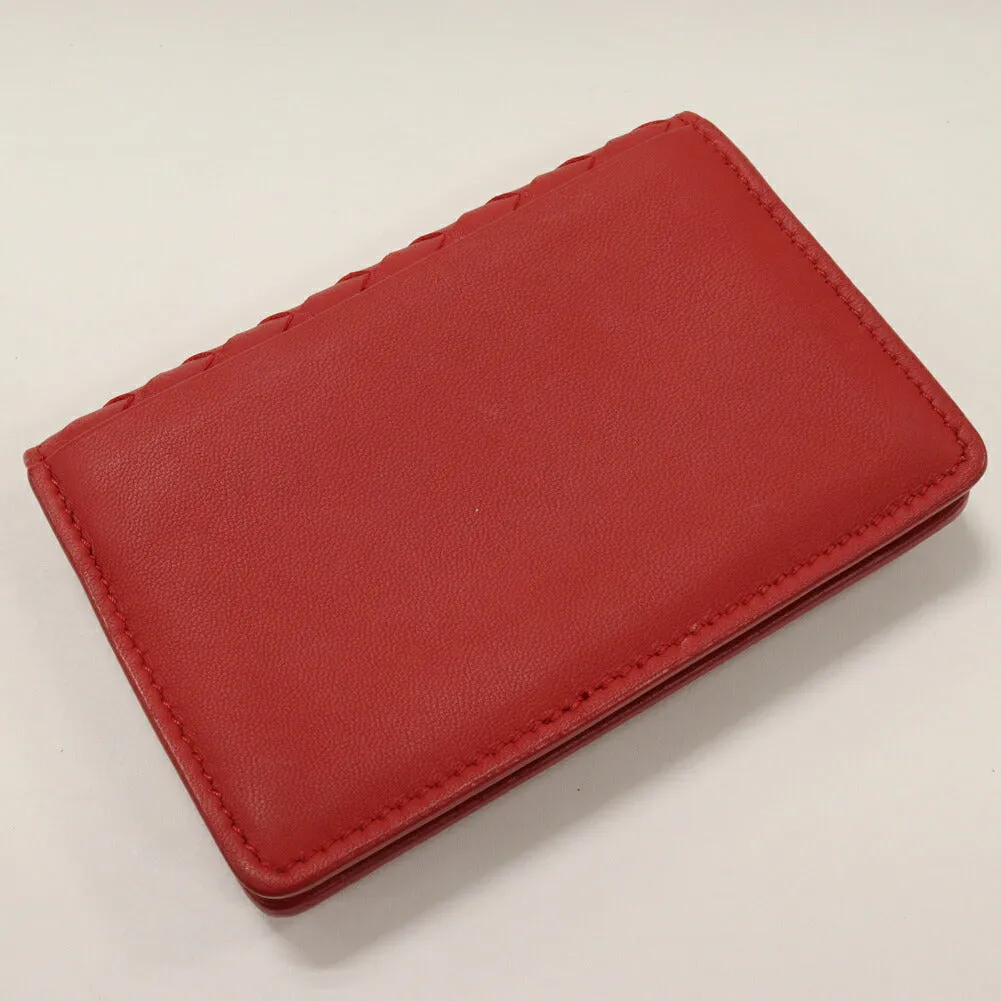 Bottega Veneta Lambskin Card Case Red