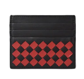 Bottega Veneta Nappa Card Case/Business Card Holder Black/Red