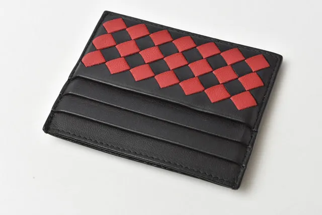 Bottega Veneta Nappa Card Case/Business Card Holder Black/Red