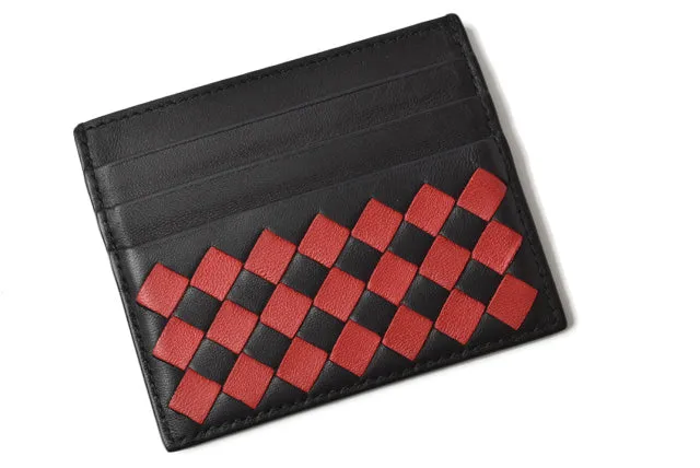 Bottega Veneta Nappa Card Case/Business Card Holder Black/Red