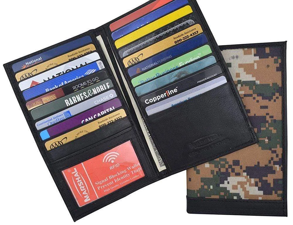 Camouflage Mens RFID Blocking Deluxe Credit Card Case Camo Wallet Leather Secretary