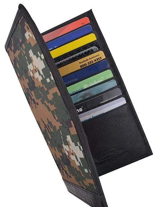 Camouflage Mens RFID Blocking Deluxe Credit Card Case Camo Wallet Leather Secretary