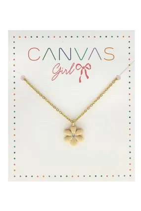 Canvas Style - Maggie Golden Flower Children's Necklace in Worn Gold