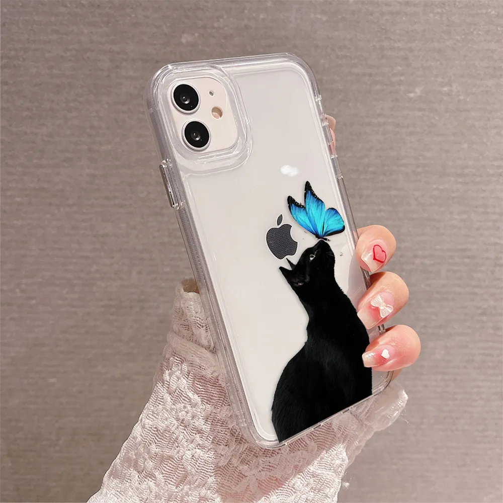 Cat With Butterfly Clear Silicon Cover