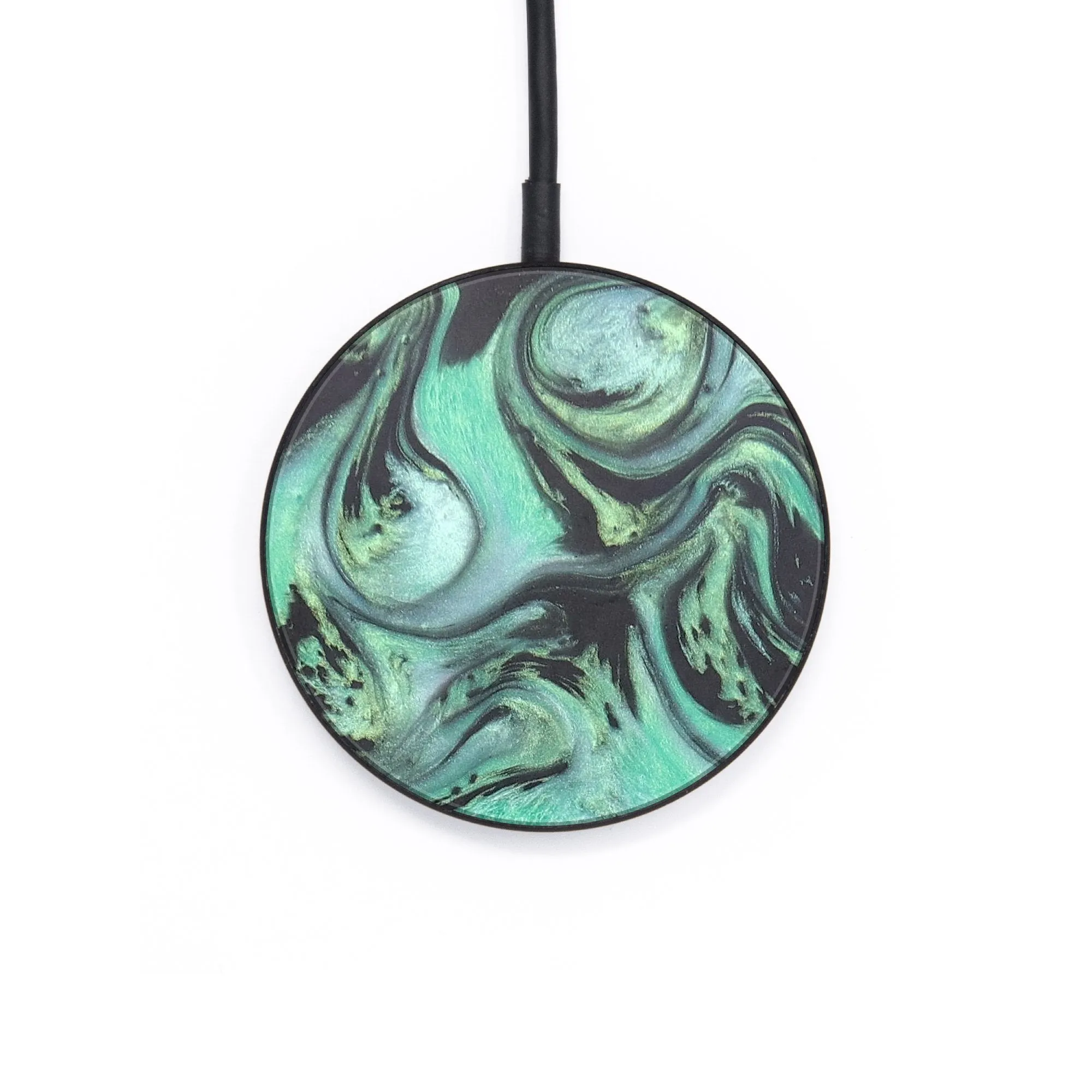 Circle Wood Resin Wireless Charger - Dina (Green, 678997)