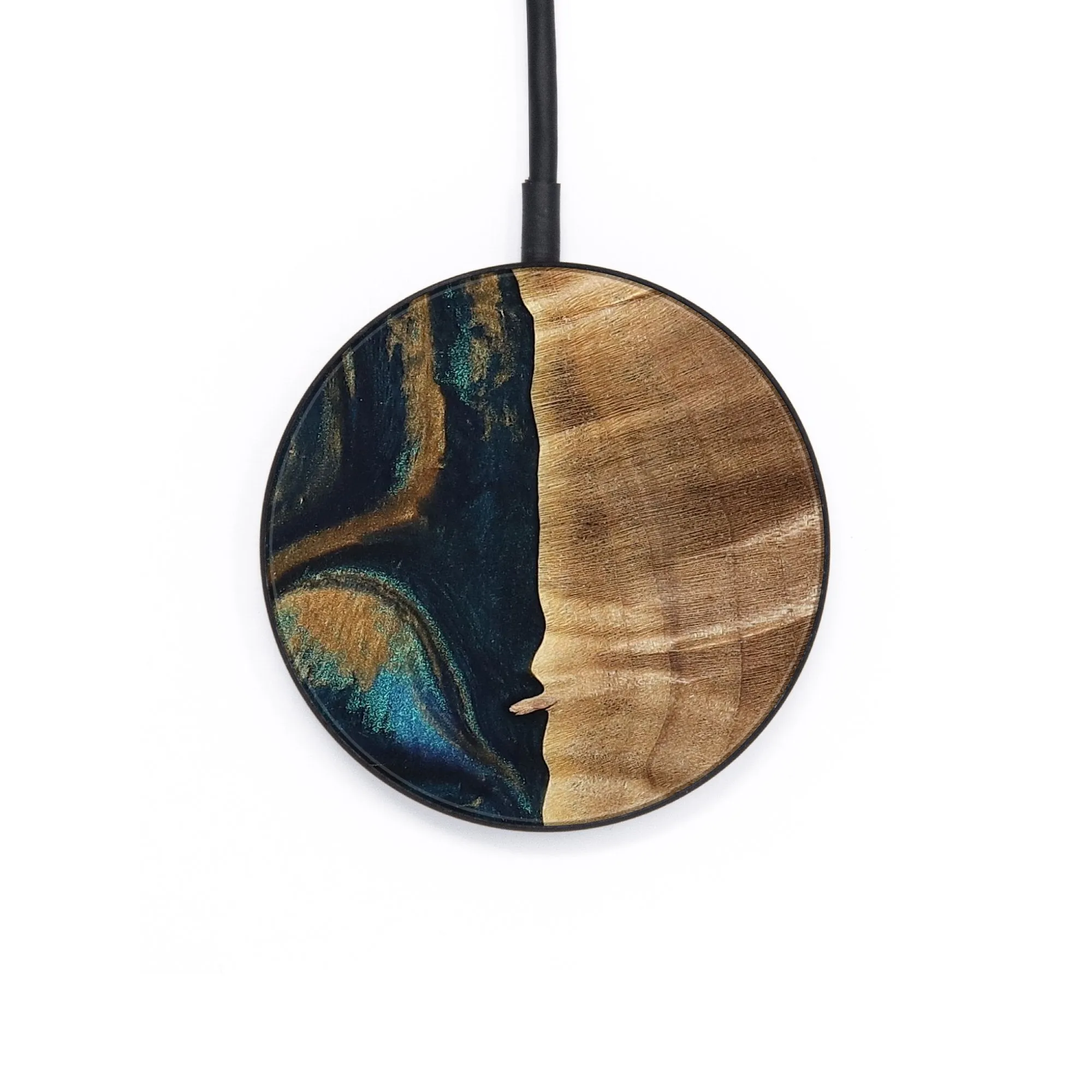 Circle Wood Wireless Charger - Agnella (Teal & Gold, 733458)