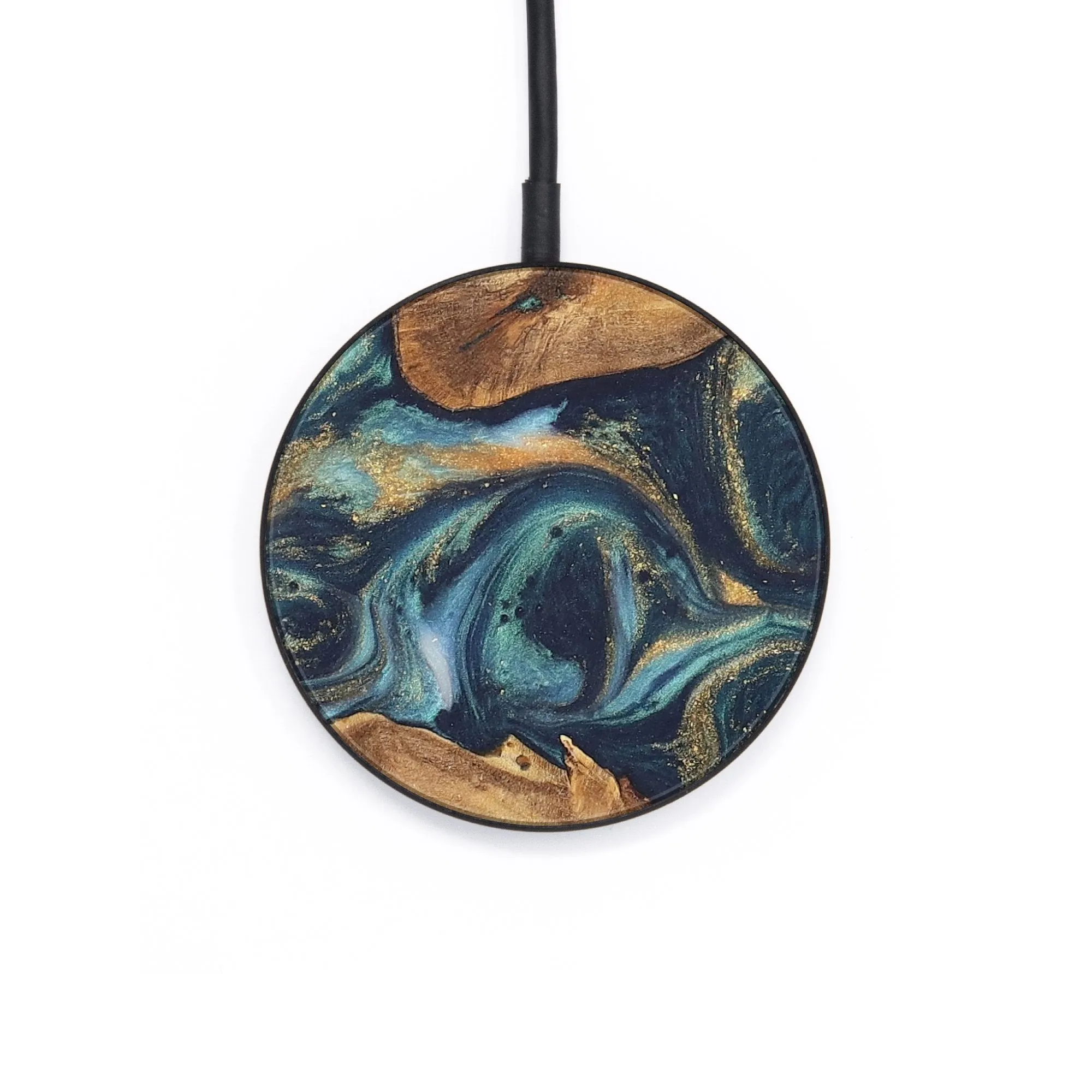 Circle Wood Wireless Charger - Fancie (Teal & Gold, 735184)