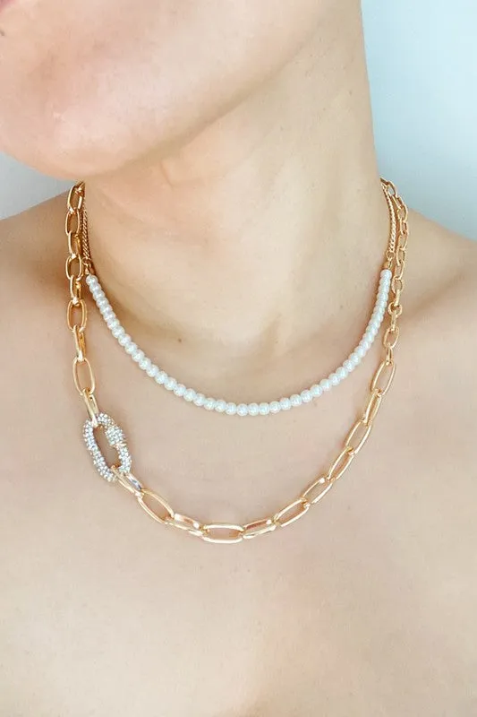 Classic Duo Layered Pearl Necklace Set