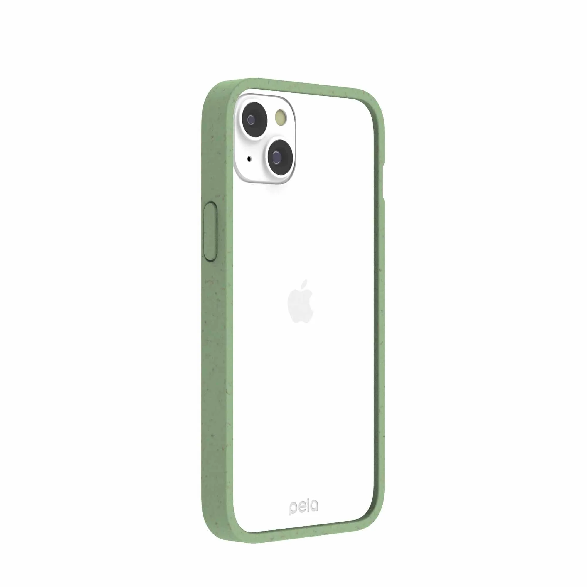 Clear iPhone 14 Plus Case with Sage Green Ridge