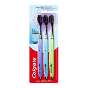 Colgate Toothbrush High Density Charcoal Super Soft 3s