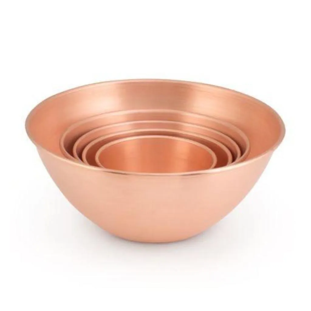 Copper Polished Round Serving Bowls - Angie India Serverware