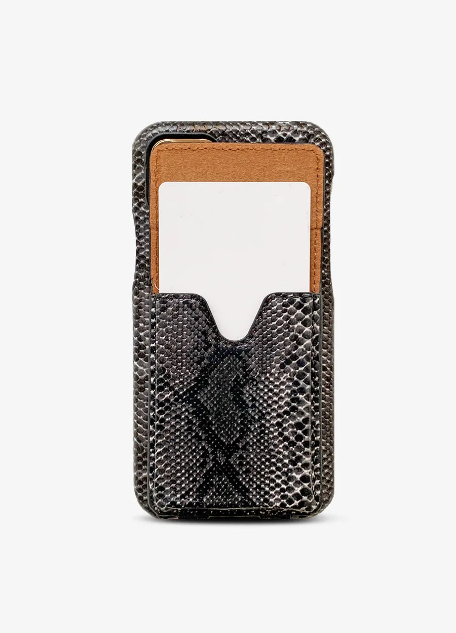 Crossbody Card Case in Black Snakeskin