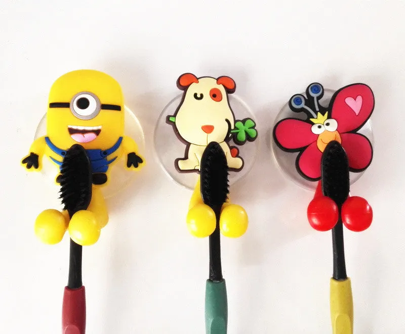 Cute minion Hello Kitty Cartoon suction cup toothbrush holder hooks bathroom set accessories Eco-Friendly