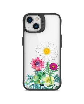 DailyObjects Clear Flowers And Daisy Black Hybrid Clear Case Cover For iPhone 13 Mini