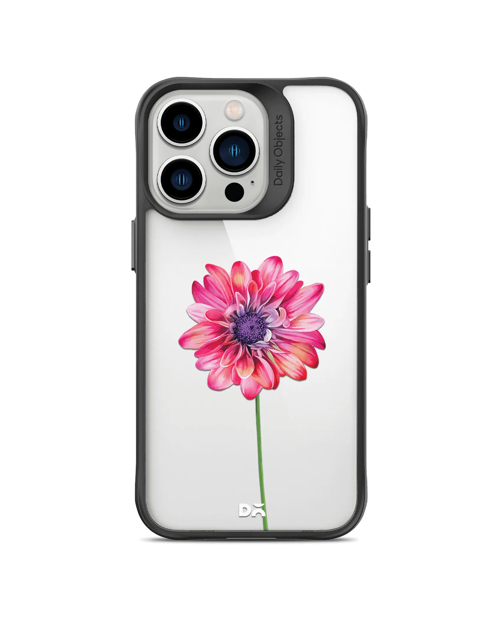 DailyObjects Clear Pink & Purple Painted Flower Black Hybrid Clear Case Cover For iPhone 13 Pro Max