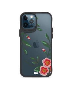 DailyObjects Flower Embroidery Black Hybrid Clear Case Cover For iPhone 12 Pro Max