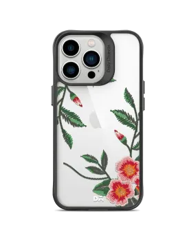 DailyObjects Flower Embroidery Black Hybrid Clear Case Cover For iPhone 13 Pro Max