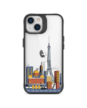 DailyObjects Paris Skyline Black Hybrid Clear Case Cover For iPhone 13 Mini