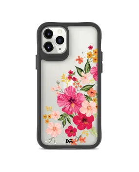 DailyObjects Pink Hibiscus Black Hybrid Clear Case Cover For iPhone 11 Pro