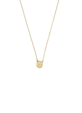 Dainty CZ Disc Necklace Gold