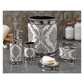 Damask Bath Countertop Collection Five-Piece Set - White