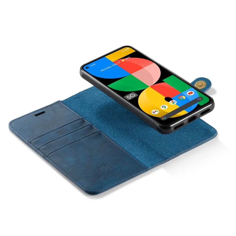 DG.MING Google Pixel 5a 2-in-1 Wallet Case - Blue