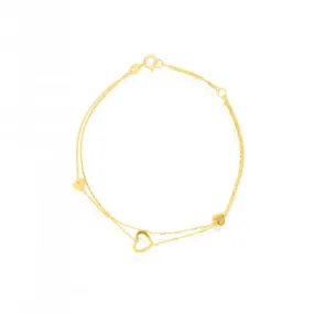 Double Chain Dainty Heart Bracelet