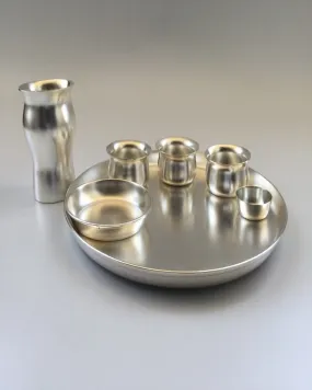 Eichi Beautiful Silver Finish Thali - Angie India Serverware