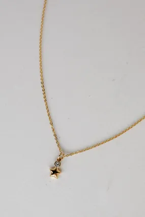 Eleanor Gold Rhinestone Star Charm Necklace