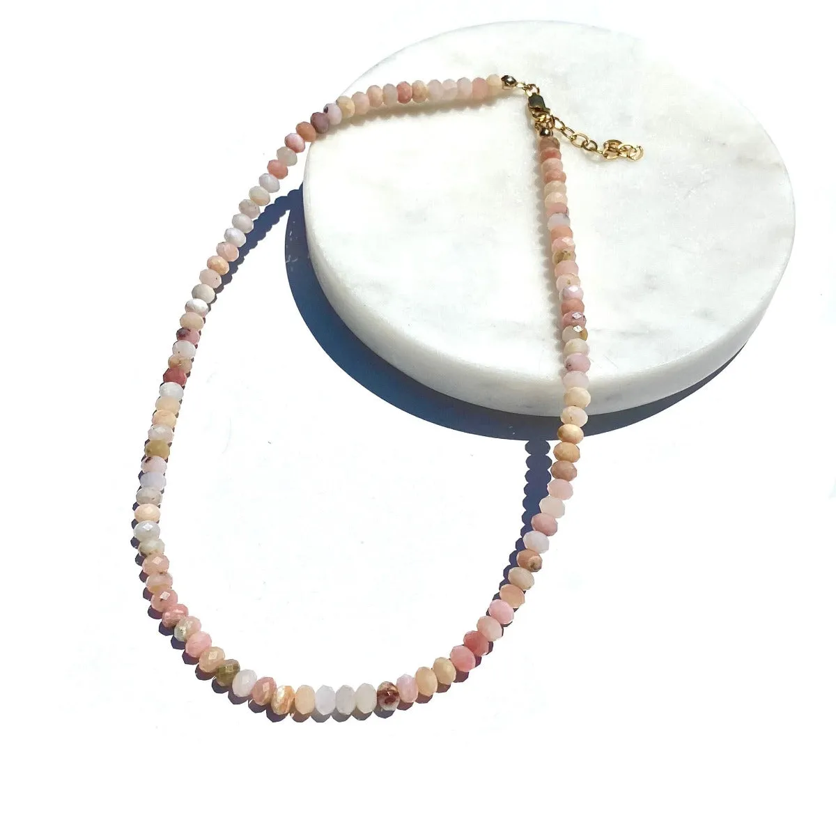 Faceted Rose Quartz Gemstone Necklace