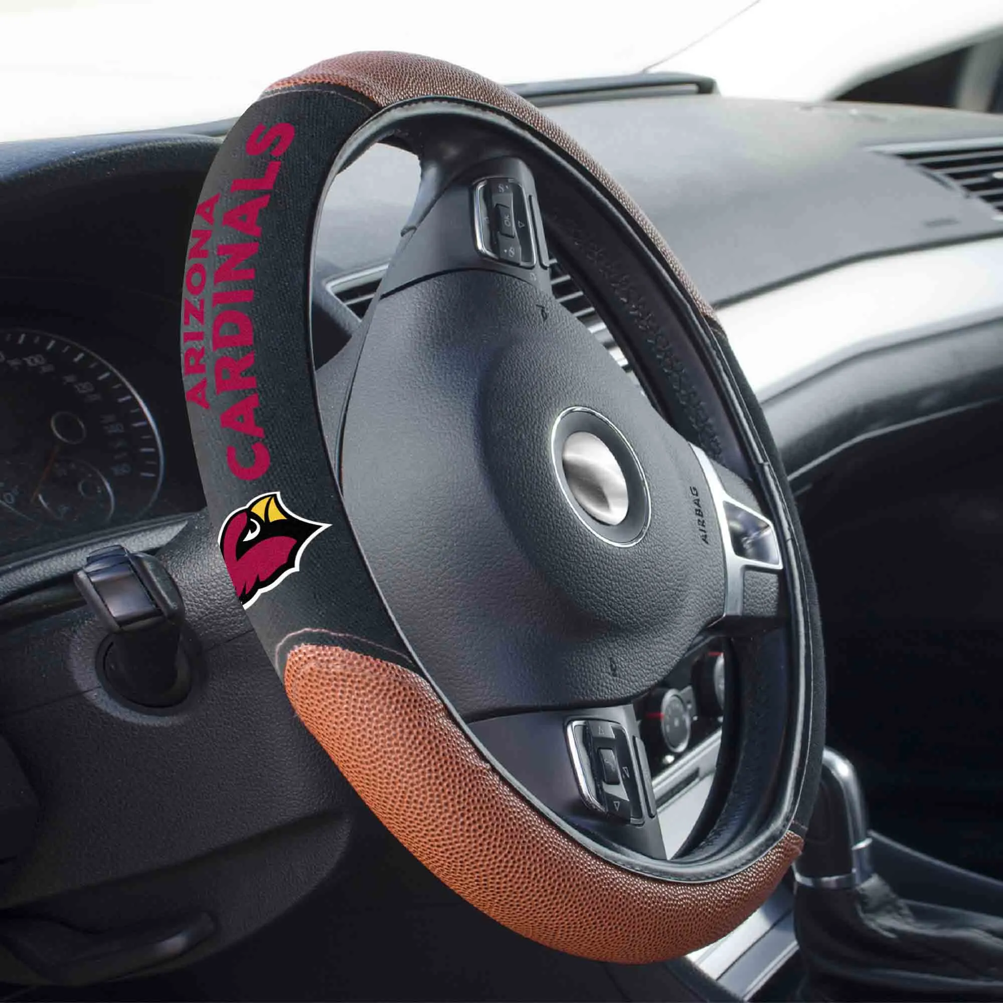 Fanmats Arizona Cardinals Football Grip Steering Wheel Cover 15" Diameter