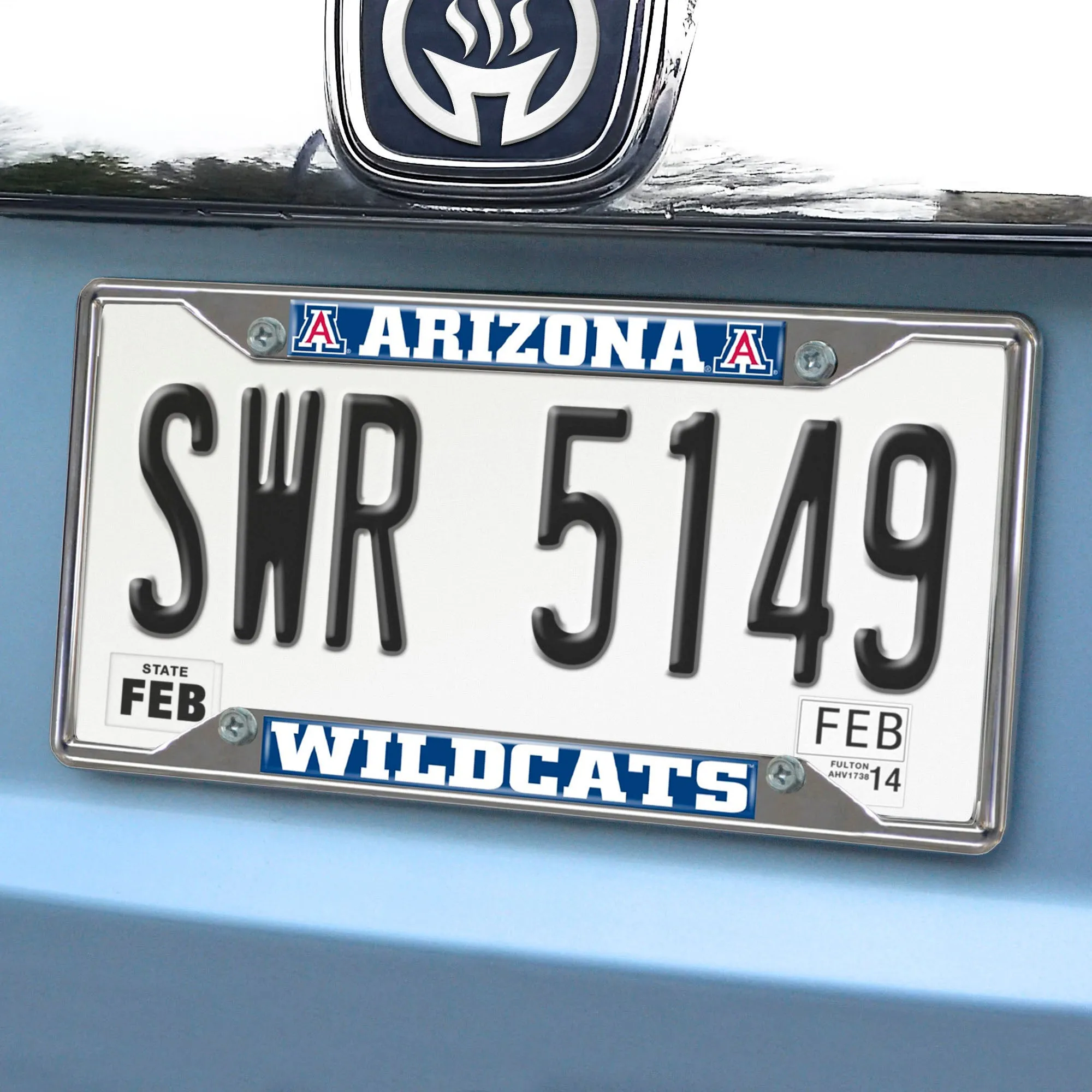 Fanmats Arizona Wildcats Chrome Metal License Plate Frame, 6.25" x 12.25"