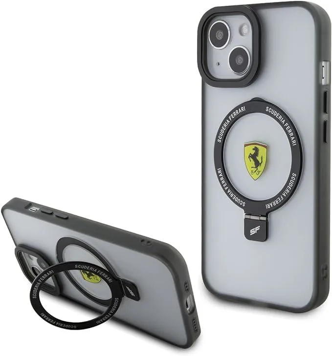 Ferrari Hardcase for iphone 15 6.1" with MagSafe & Ring Stand Transparent - FEHMP15SUSCAH