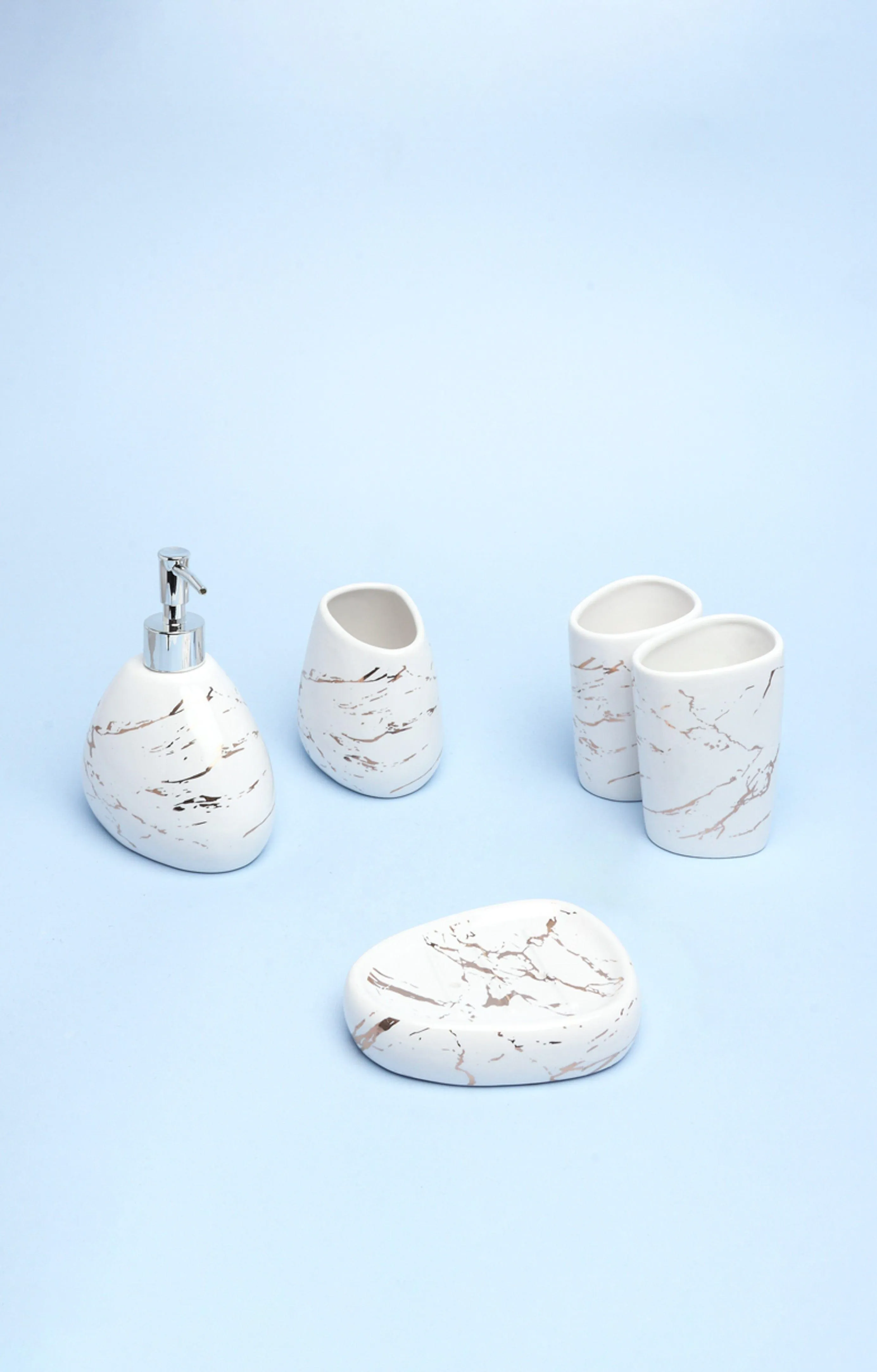 Five Piece Lisbon Marble Effect Bathroom Set