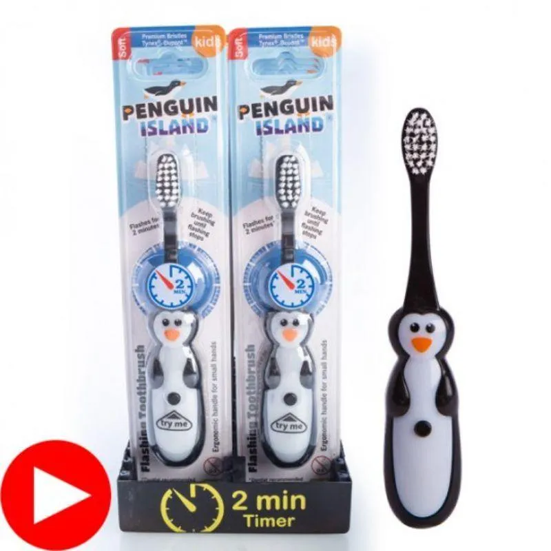 Flashing Penguin Toothbrush - 2.6cm x 1.7cm x 14.5cm