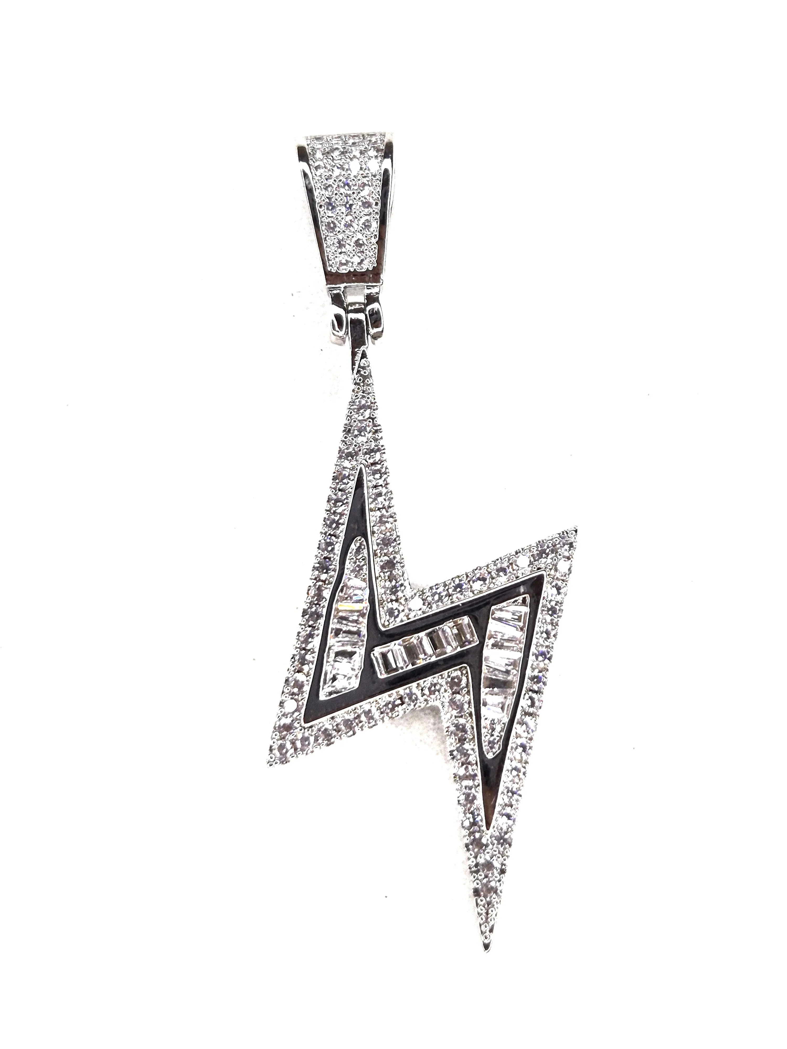 Frozen Baguette Flash Iced Pendant 14k white gold