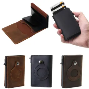 Genuine Leather Wallet High-Quality For AirTags Card Holder RFID