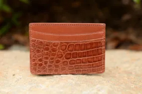 Glazed Crocodile Card Case: Cognac