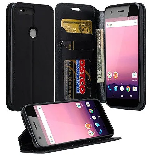 Google Pixel XL Case, Pu Leather Magnetic Fold[Kickstand] Wallet Case with ID & Card Slots for Google Pixel XL - Black