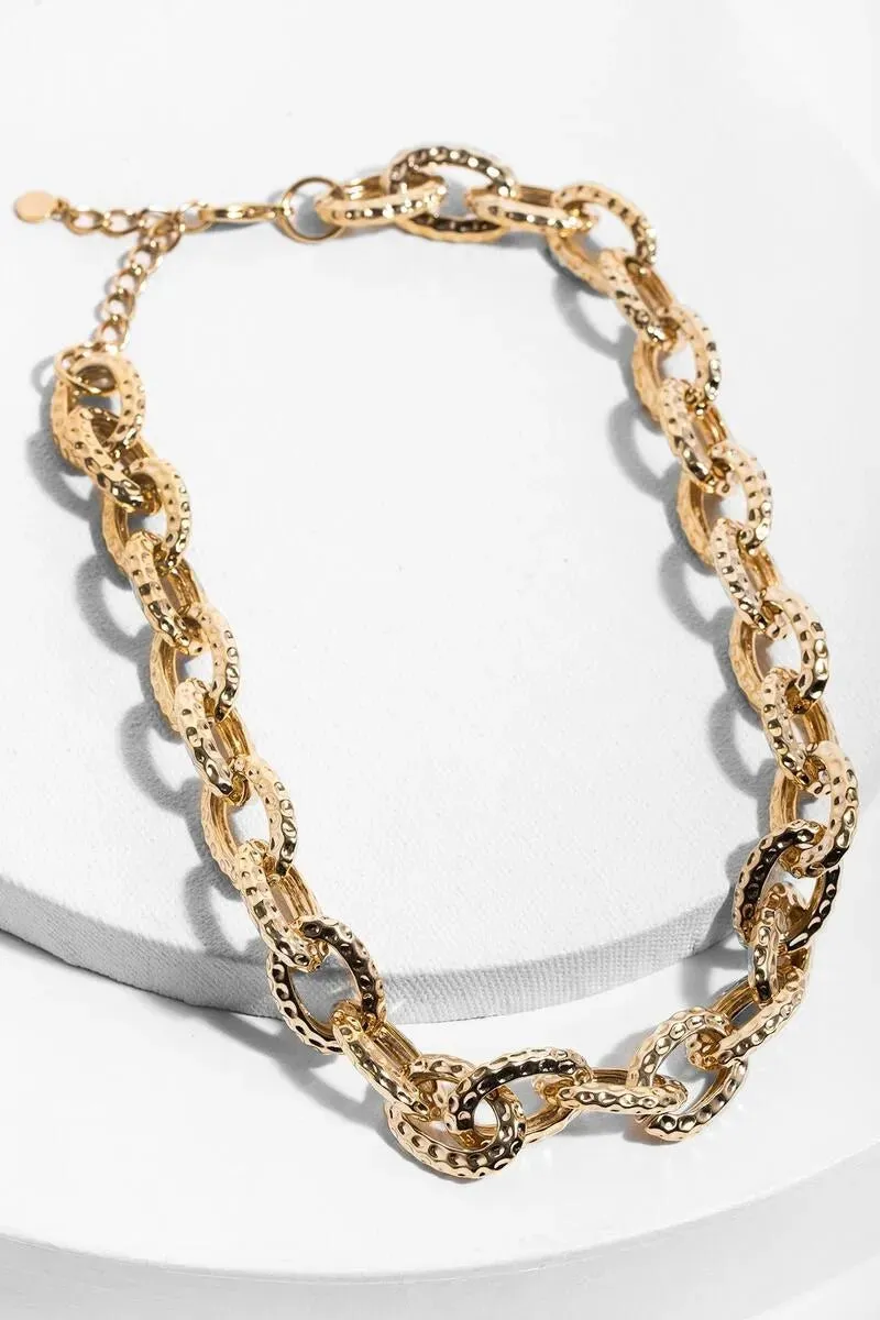 Hammered Gold Chain Necklace