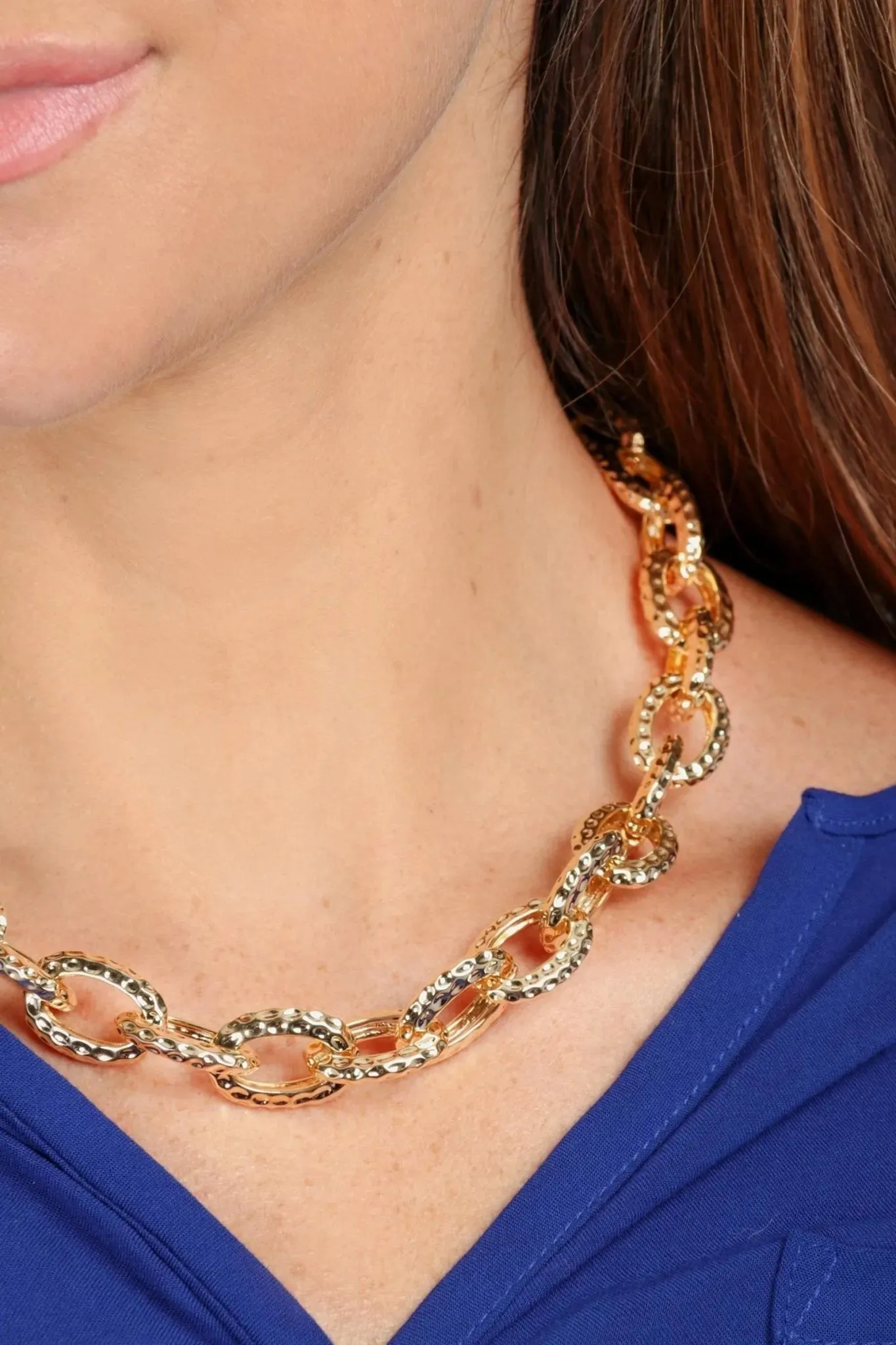 Hammered Gold Chain Necklace