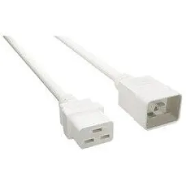 Heavy Duty Server Power Extension Cord, White, C20 to C19, 12AWG/3C, 20 Amp, 6 foot