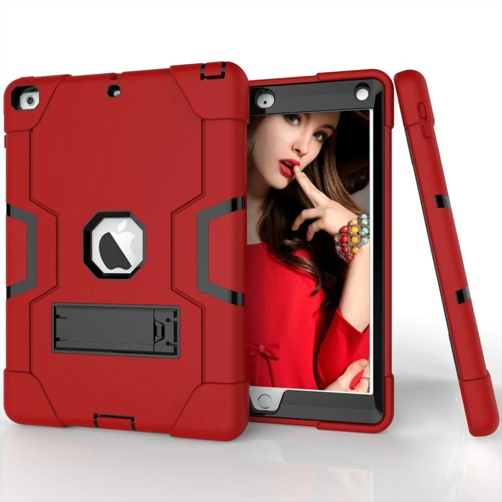 iPad (2018) kickstand silicone case - Red / Dark Grey