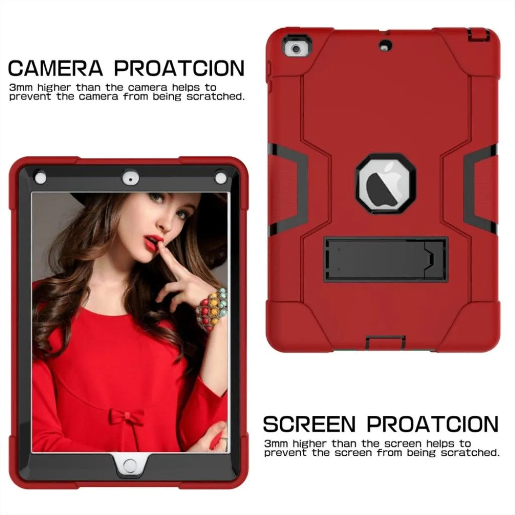 iPad (2018) kickstand silicone case - Red / Dark Grey