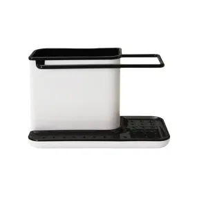 Kitchen Sink Organiser 3 in 1 Plastic Storage Cutlery Rack Black and White