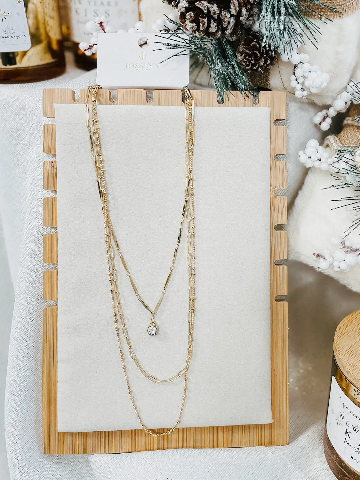 Layered Necklace with Rhinstone