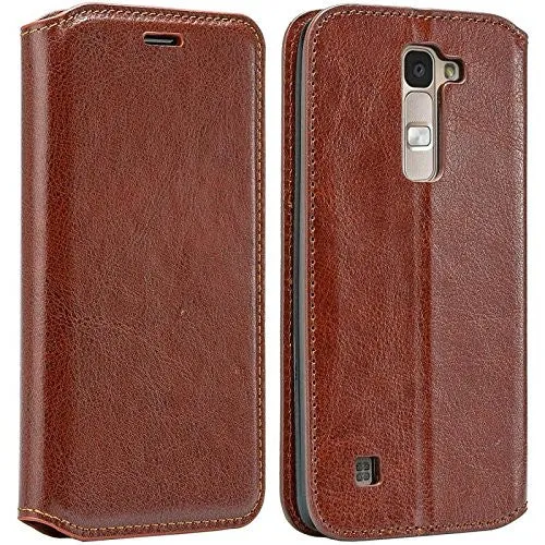 LG K10 / LG Premier LTE Case, Pu Leather Wallet [Kickstand] Case with ID & Credit Card Slots - Brown