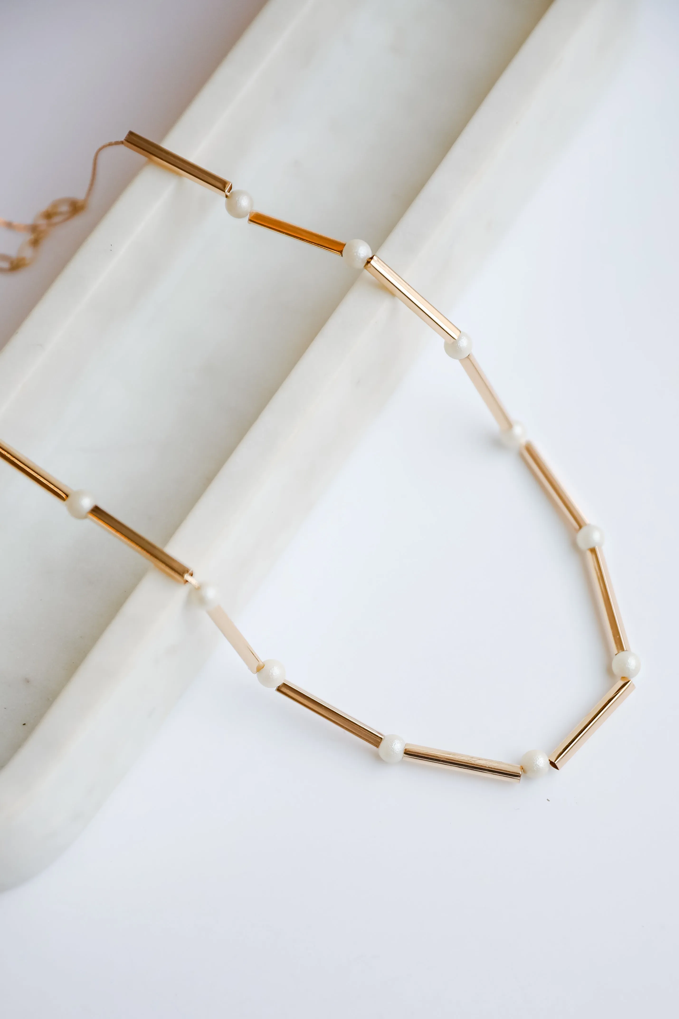 Lucy Gold Pearl Chain Necklace