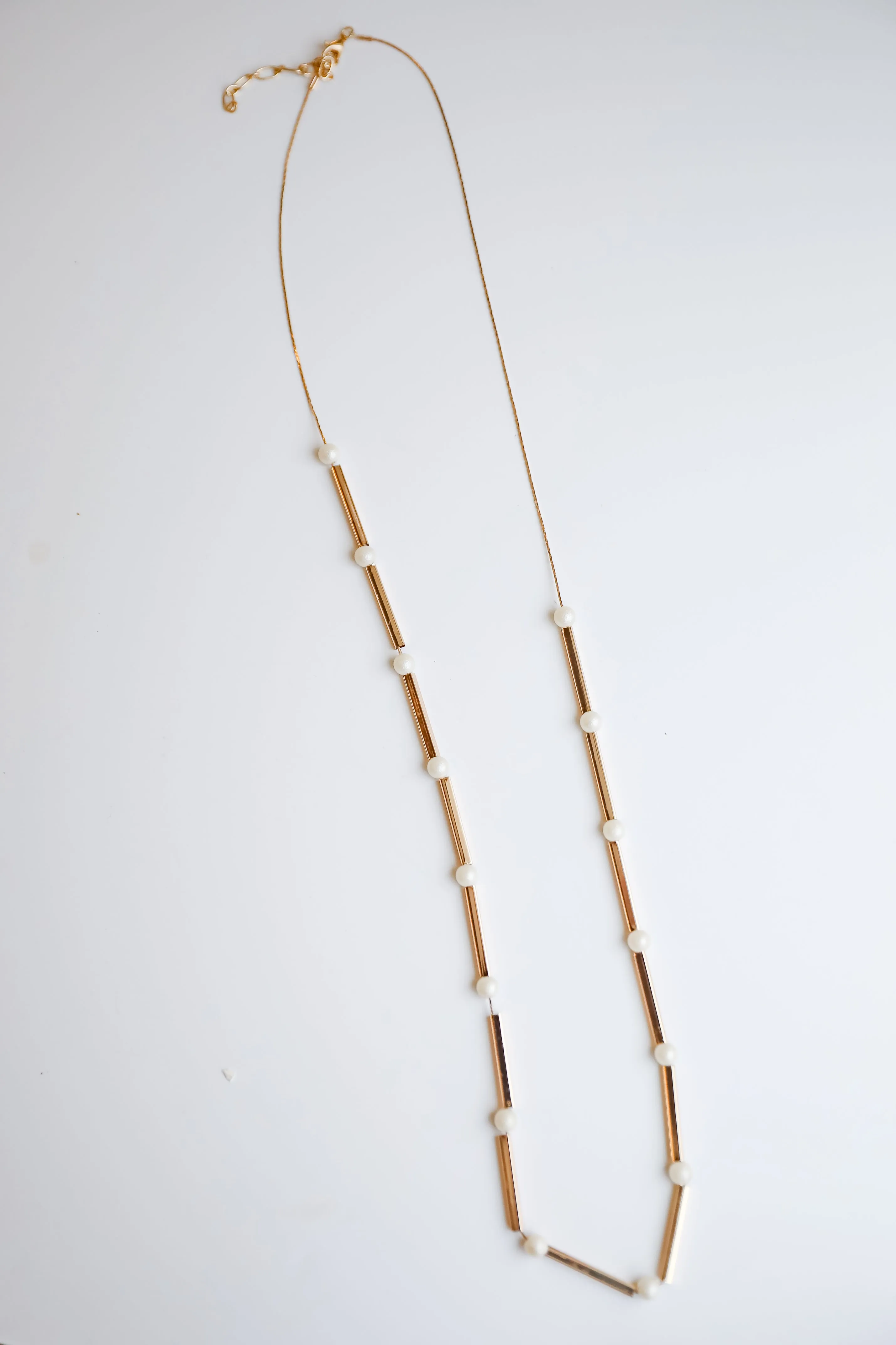 Lucy Gold Pearl Chain Necklace